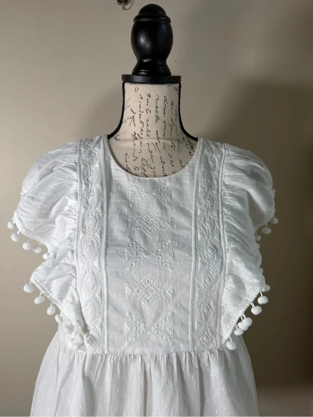 Lilly Pulitzer White Pom-Trim Peplum Blouse
